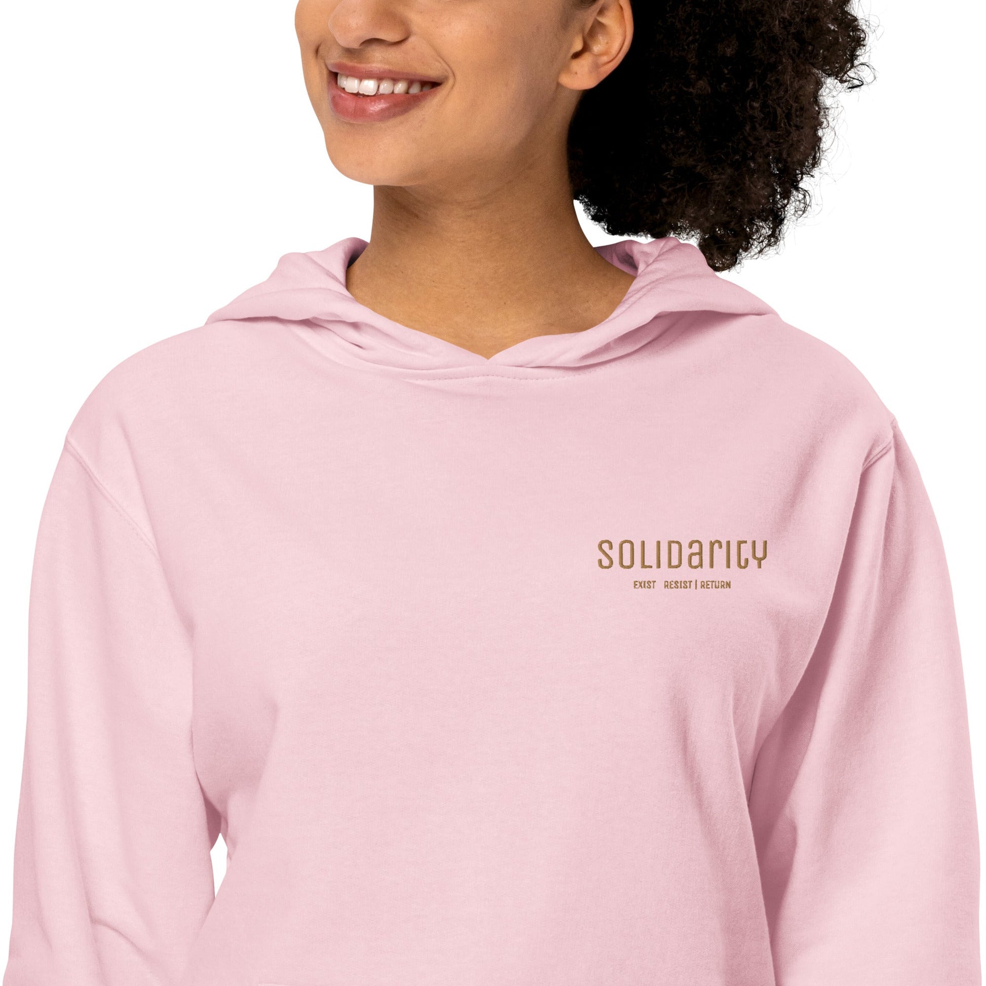 Unisex gold ‘Solidarity’ hoodie with embroided logo and backprint - PaliWatermelon