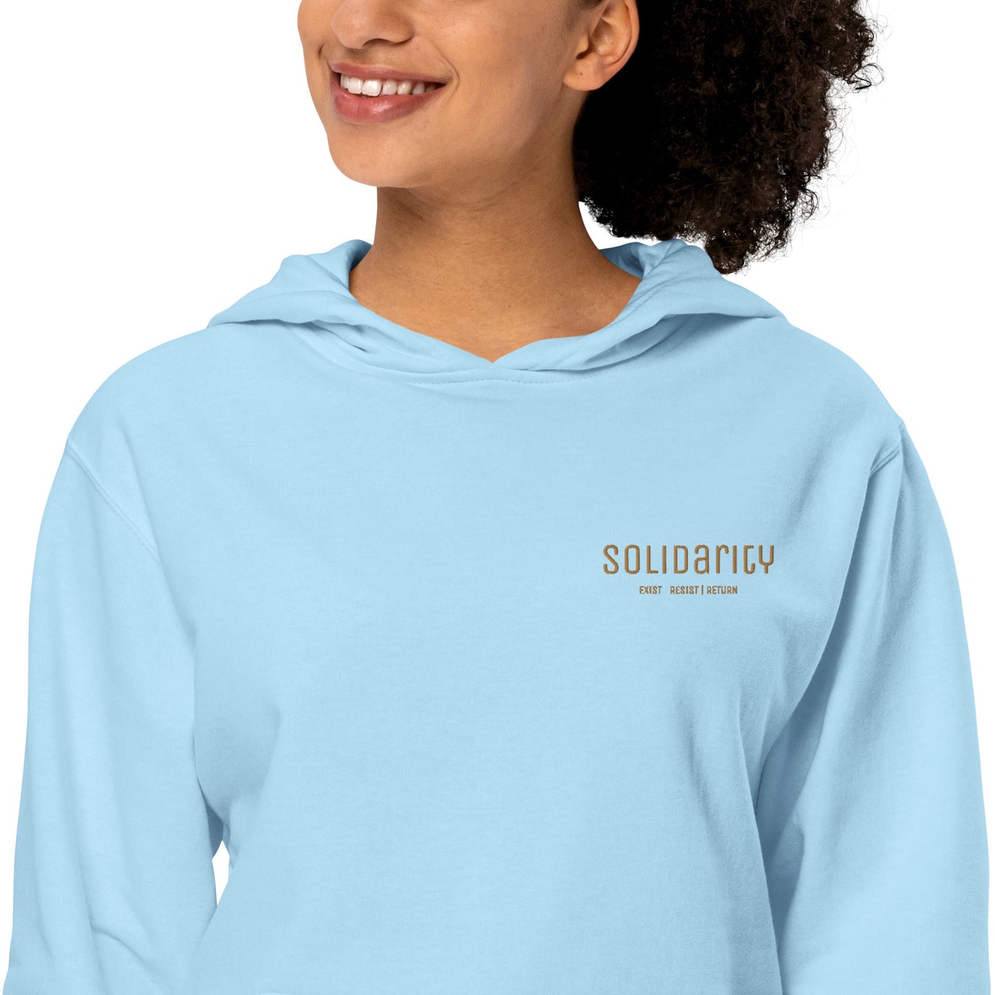 Unisex gold ‘Solidarity’ hoodie with embroided logo and backprint - PaliWatermelon